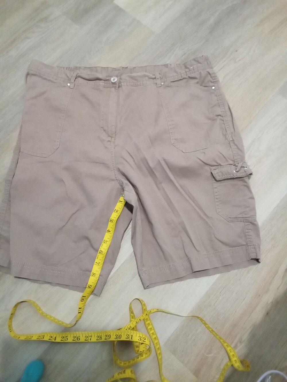 Fresh Plus Size 18W Cargo Bermuda Shorts in Light Taupe 9" Inseam